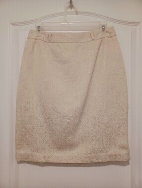 Worthington Cream Textured Pencil Skirt with Subtle Metallic Threads